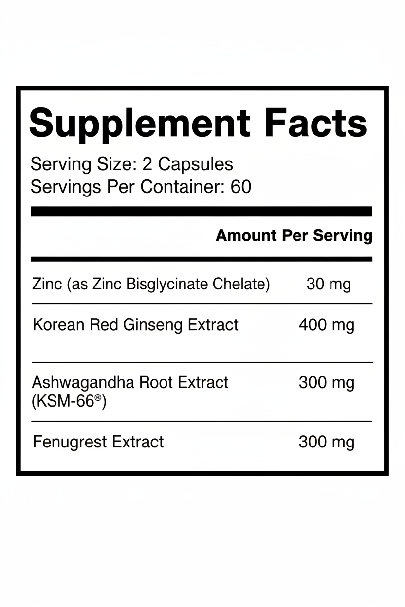 ELITE AXIS Supplement Facts Label