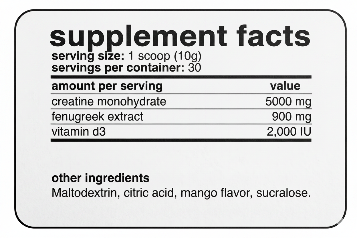 Elite Drive Supplement Facts Enhanced