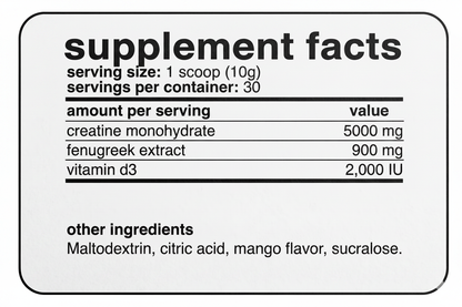 Elite Drive Supplement Facts Enhanced