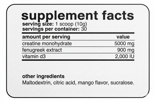 Elite Drive Supplement Facts Enhanced